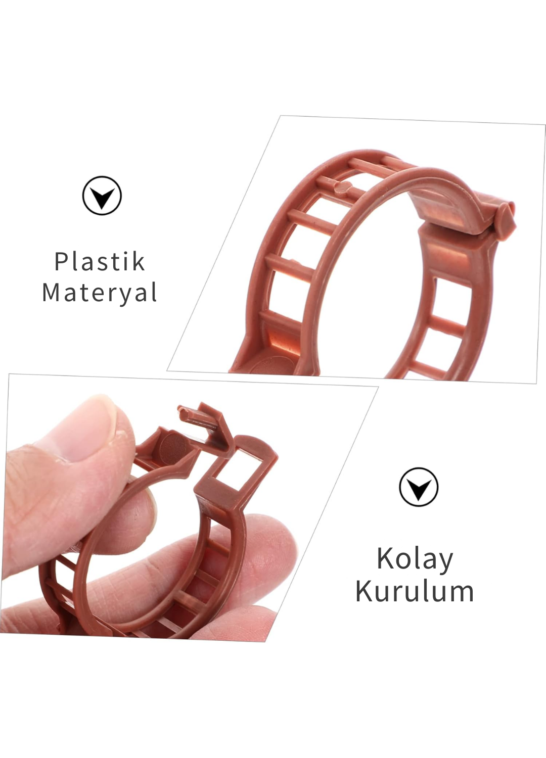 Domates Klipsi, Bitki Klipsi 100 Adet, (25 MM) Gövde Kelepçesi, Sarmaşık Klipsi, Kahverengi Klips