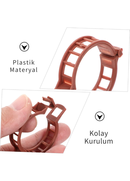 Domates Klipsi, Bitki Klipsi 100 Adet, (25 MM) Gövde Kelepçesi, Sarmaşık Klipsi, Kahverengi Klips