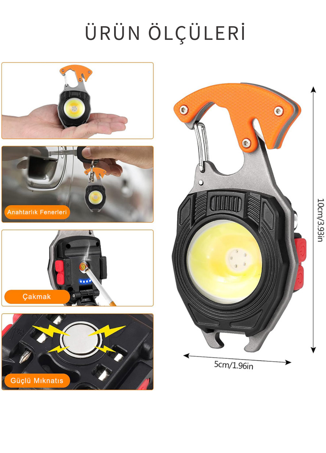 ÇAKMAKLI EL FENERİ ANAHTARLIK ÇOK AMAÇLI IŞILDAK ŞARJLI KAMP LAMBASI