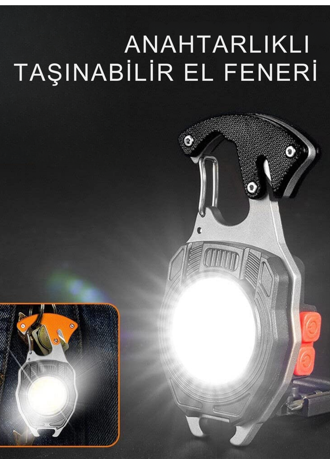 ÇAKMAKLI EL FENERİ ANAHTARLIK ÇOK AMAÇLI IŞILDAK ŞARJLI KAMP LAMBASI