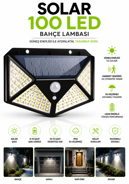 100 Ledli Bahçe Solar Lamba