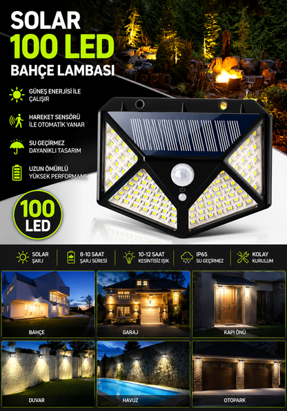 100 Ledli Bahçe Solar Lamba